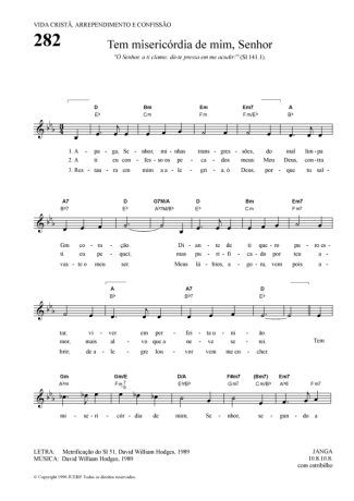 Hinário Para o Culto Cristão Tem Misericórdia De Mim, Senhor score for Keyboard