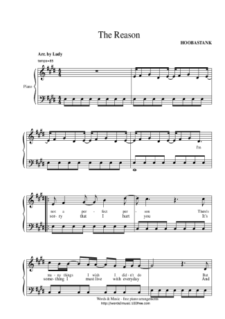 Hoobastank  score for Piano