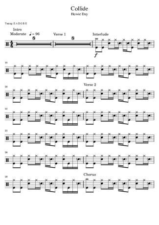 Howie Day  score for Drums