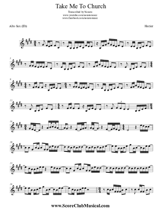 Hozier  score for Alto Saxophone