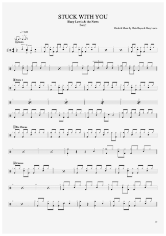Huey Lewis and the News Stuck With You score for Drums