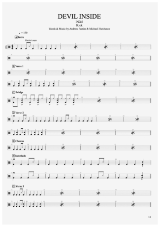 INXS Devil Inside score for Drums