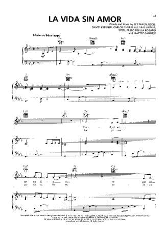 Il Divo La Vida Sin Amor score for Piano