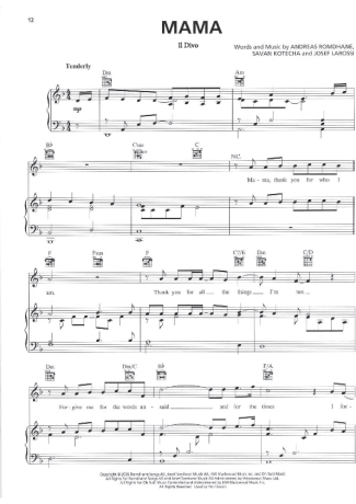 Il Divo  score for Piano