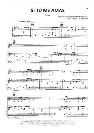 Il Divo  score for Piano