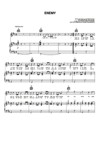 Imagine Dragons Enemy  (V2) score for Piano