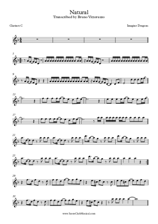 Imagine Dragons Natural score for Clarinet (C)