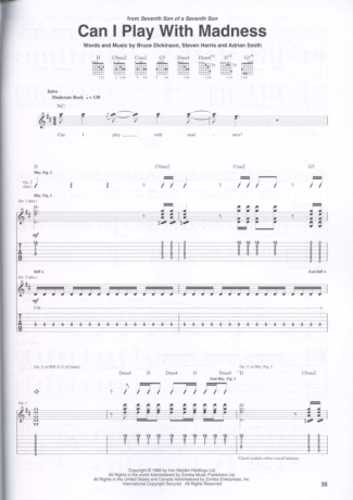 Iron Maiden Can I Play With Madness score for Guitar