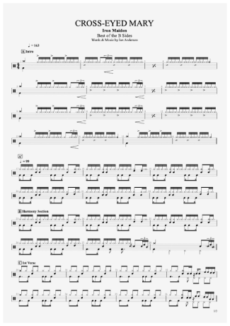 Iron Maiden Cross-Eyed Mary score for Drums