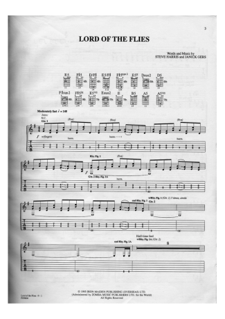 Iron Maiden Lord Of The Flies score for Guitar
