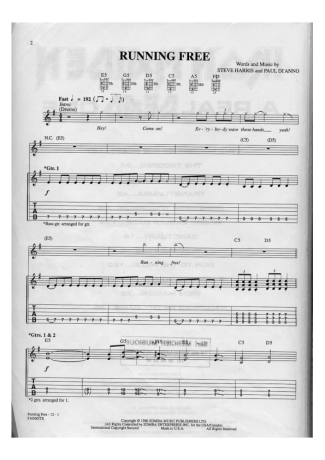 Iron Maiden  score for Guitar