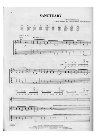 Iron Maiden  score for Guitar