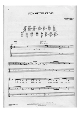 Iron Maiden Sign Of The Cross score for Guitar