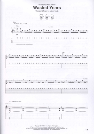 Iron Maiden Wasted Years score for Guitar