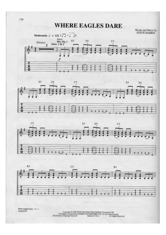 Iron Maiden  score for Guitar