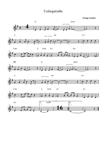 Irvin Gordon Unforgettable score for Clarinet (Bb)