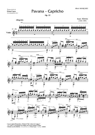 Isaac Albéniz Pavana - Capricho Op. 12 score for Acoustic Guitar