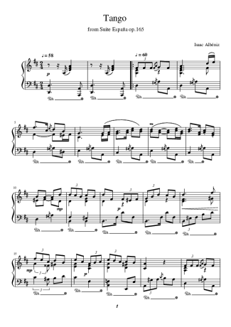 Isaac Albéniz Tango score for Piano