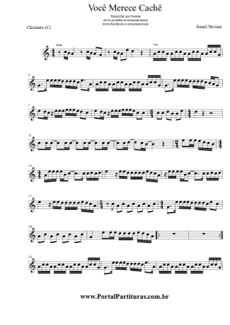 Israel Novaes Você Merece Cachê score for Clarinet (C)