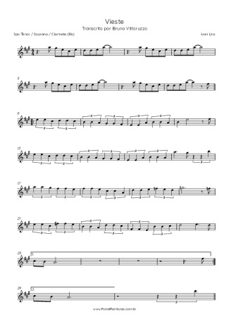 Ivan Lins Vieste score for Tenor Saxophone Soprano (Bb)