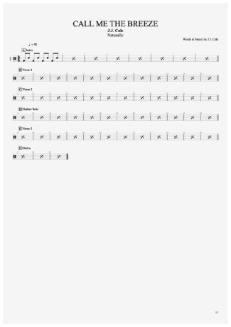 J. J. Cale Call Me The Breeze score for Drums