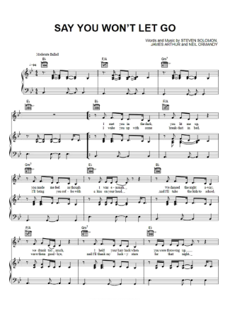 James Arthur  score for Piano