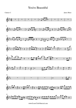 James Blunt  score for Clarinet (C)