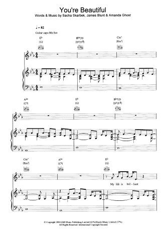 James Blunt You´re beautiful score for Piano