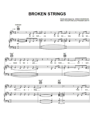 James Morrison Broken Strings (feat Nelly Furtado) score for Piano