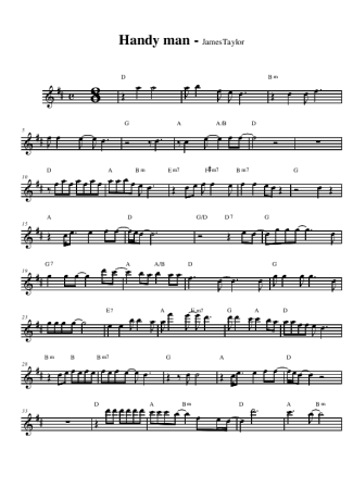 James Taylor Handy Man score for Alto Saxophone