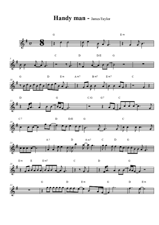 James Taylor Handy Man score for Tenor Saxophone Soprano (Bb)