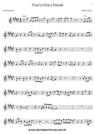 James Taylor - You´ve Got a Friend - Sheet Music For Alto Saxophone
