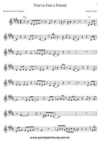 James Taylor You´ve Got a Friend score for Tenor Saxophone Soprano (Bb)
