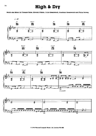Jamie Cullum High And Dry score for Piano