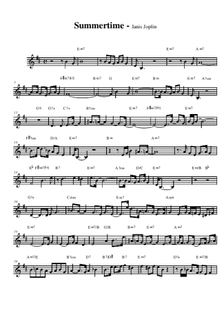 Janis Joplin Summertime score for Alto Saxophone