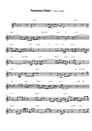 Janis Joplin Summertime score for Tenor Saxophone Soprano (Bb)