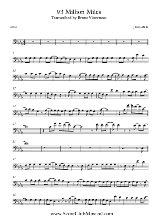 Jason Mraz  score for Cello