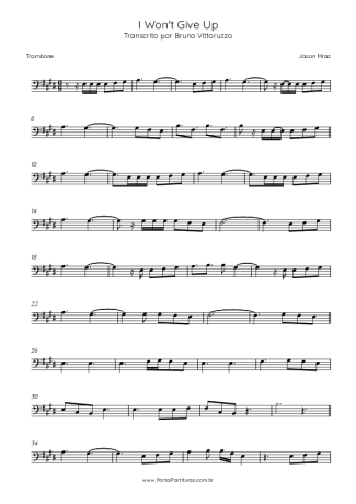 Jason Mraz I Won´t Give Up score for Trombone