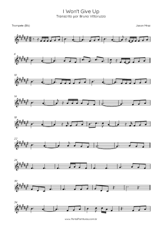 Jason Mraz I Won´t Give Up score for Trumpet