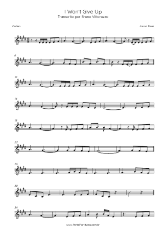 Jason Mraz I Won´t Give Up score for Violin