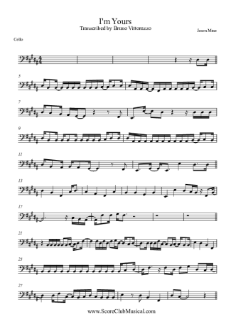 Jason Mraz  score for Cello