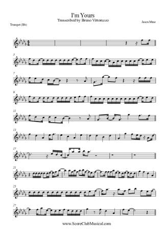 Jason Mraz I'm Yours score for Trumpet