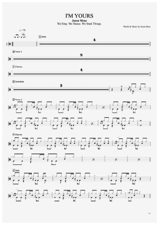 Jason Mraz  score for Drums