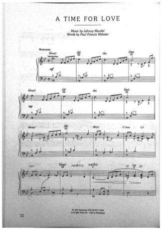 Jazz Standard A Time For Love score for Piano