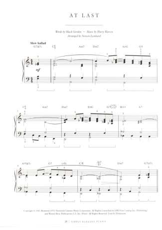 Jazz Standard At Last score for Piano