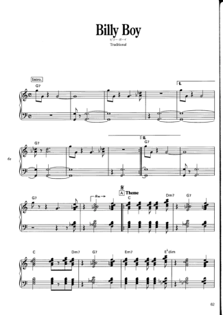 Jazz Standard Billy Boy score for Piano