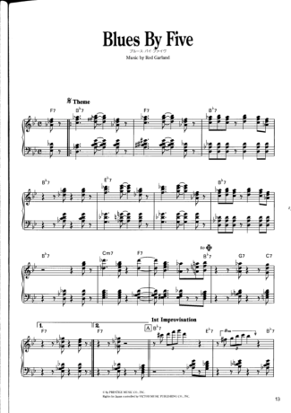Jazz Standard Blues By Five score for Piano