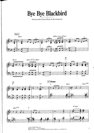 Jazz Standard Bye Bye Blackbird score for Piano