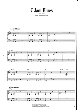 Jazz Standard C Jam Blues score for Piano