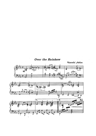 Jazz Standard Over The Rainbow score for Piano
